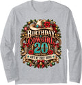 20th Birthday Cowgirl Christmas Rodeo 20 Yr Old Western Girl Long Sleeve T-Shirt - Adult Unisex Heather Grey