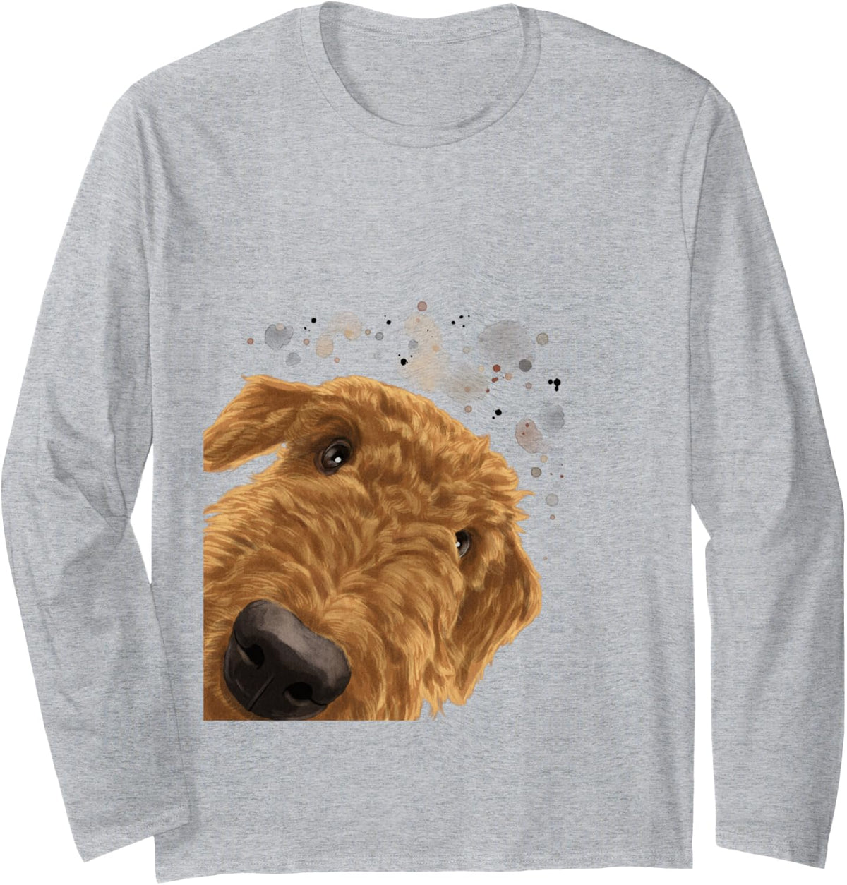 Funny Dog Airedale Terrier Long Sleeve T-Shirt - Adult Unisex Heather Grey