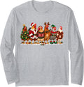 Funny Chicken Christmas Costumes Santa Christmas Tree Long Sleeve T-Shirt - Adult Unisex Heather Grey