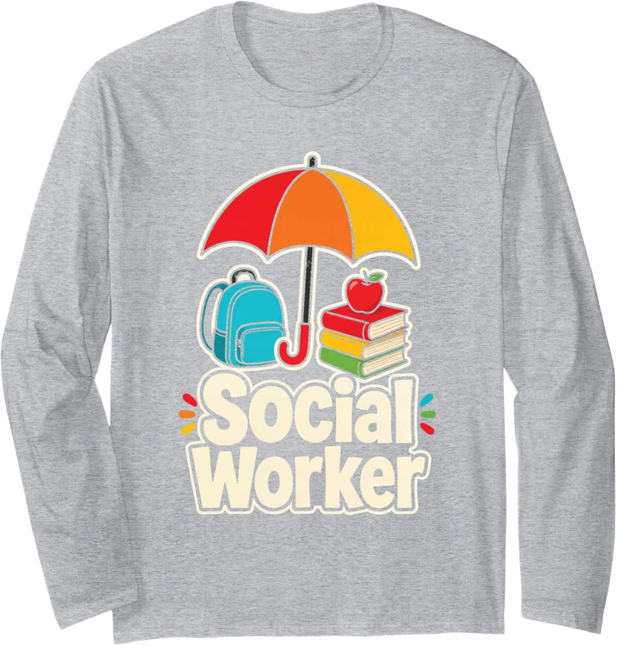 School Social Worker Elementary Student Services Team Long Sleeve T-Shirt - Adult Unisex Heather Grey