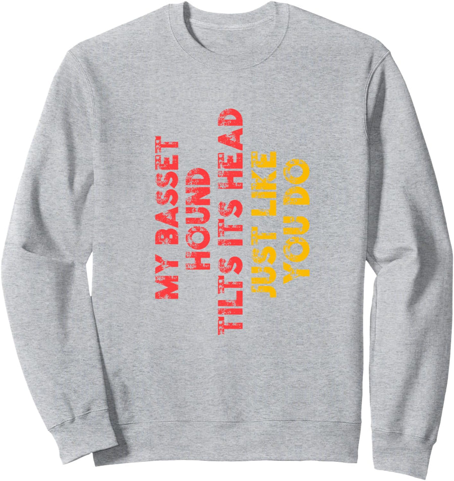 Basset Hound Mom Dad Funny Dog Lover Owner Gift Women Men Sweatshirt - Adult Unisex Heather Grey