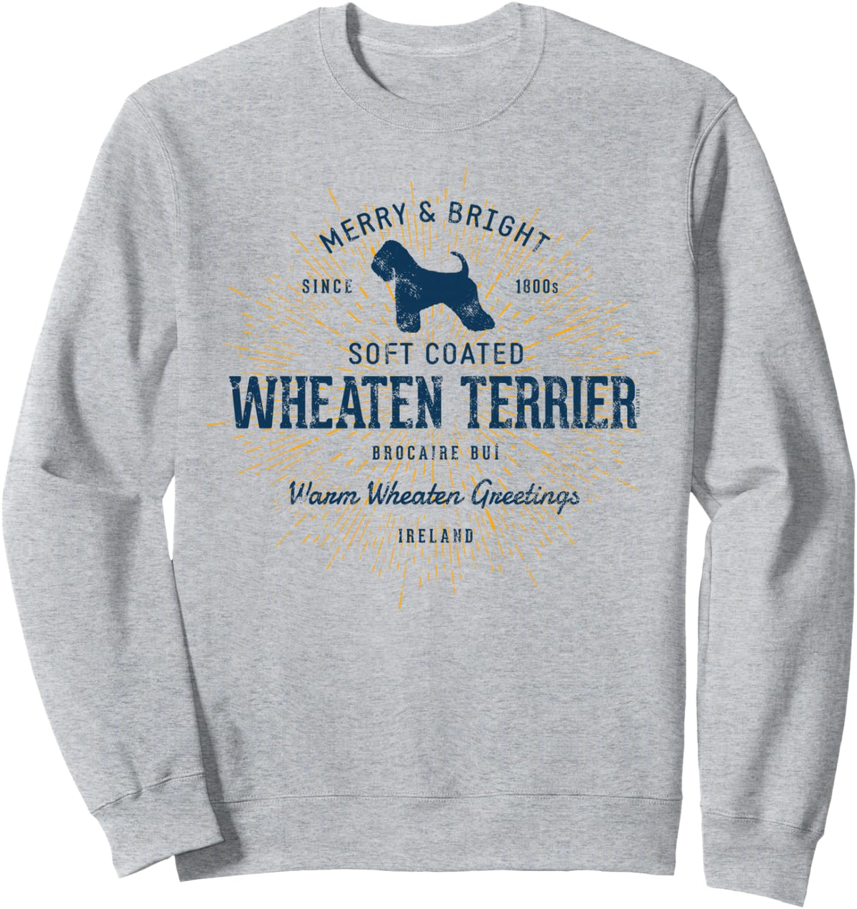 Vintage Style Retro Soft coated Wheaten Terrier Sweatshirt - Adult Unisex Heather Grey
