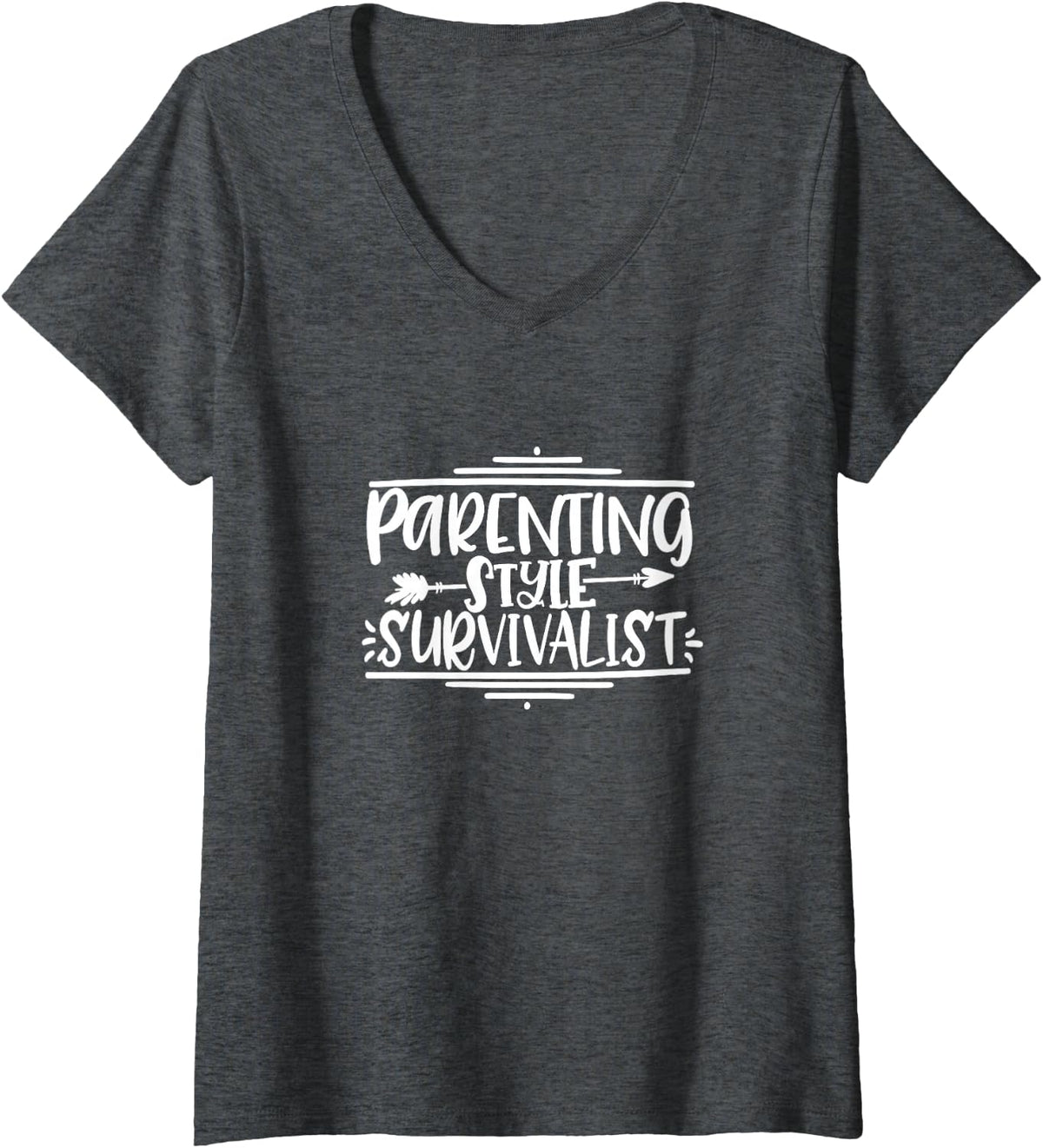 Women's Parenting Style Survivalist - Funny mom - Funny dad Parent V-Neck T-Shirt - Dark Heather Grey