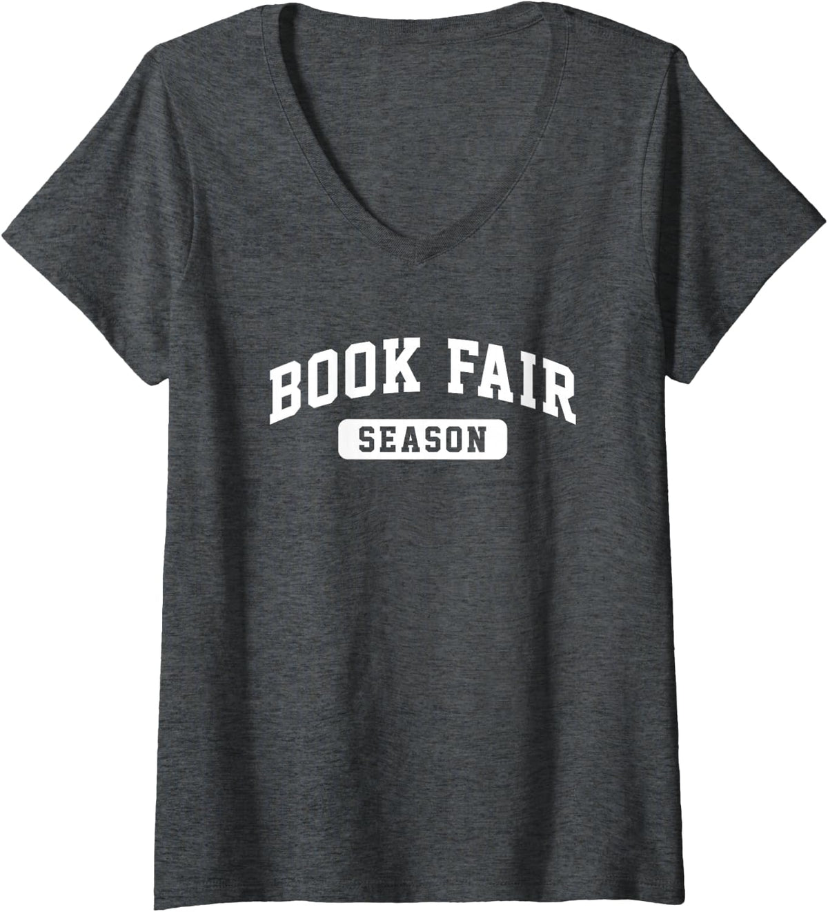 Women's Varsity Style Book Fair Season V-Neck T-Shirt - Dark Heather Grey