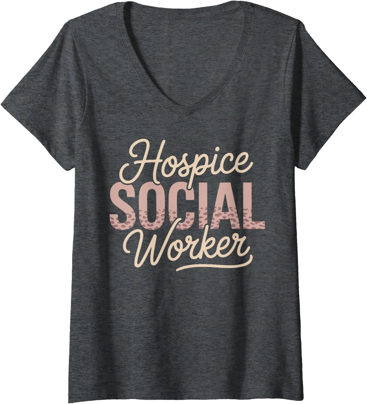 Women's Hospice Social Worker Professional Pride for Caseworkers V-Neck T-Shirt - Dark Heather Grey