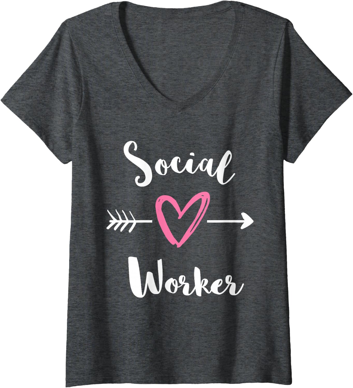 Women's Social Worker Social Services School Social Worker Lover V-Neck T-Shirt - Dark Heather Grey