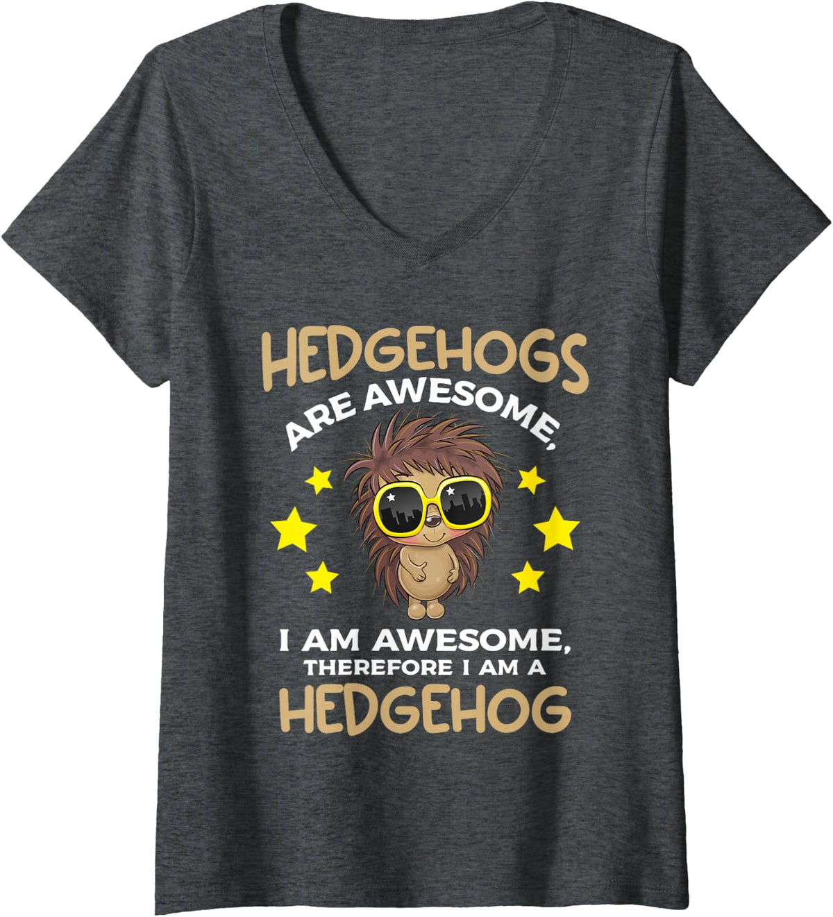 Women's I am a Hedgehog V-Neck T-Shirt - Dark Heather Grey