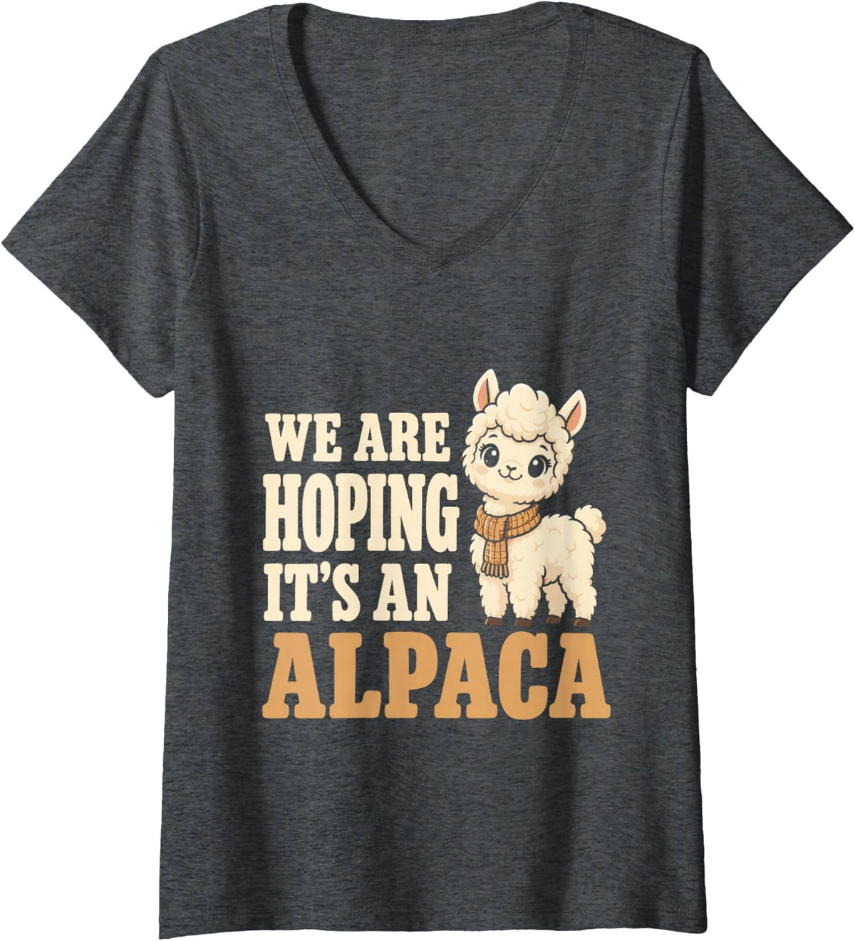 Women's Pregnancy Announcement - Alpaca V-Neck T-Shirt - Dark Heather Grey