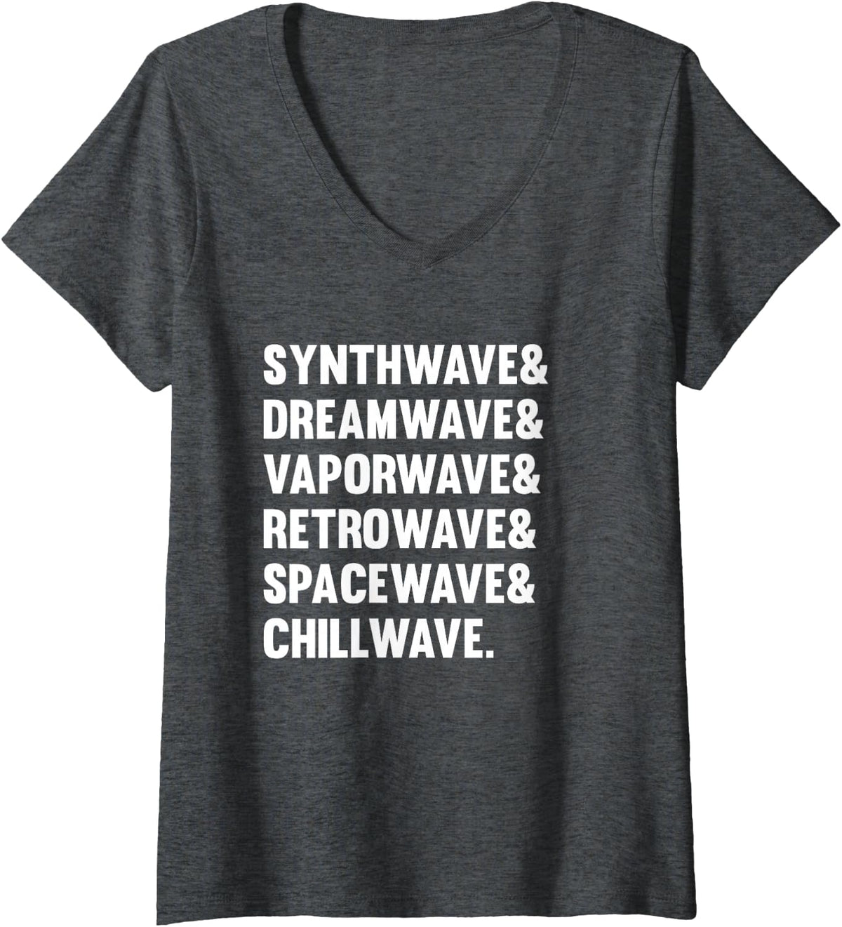 Women's Synthwave Vaporwave Retrowave Chillwave V-Neck T-Shirt - Dark Heather Grey