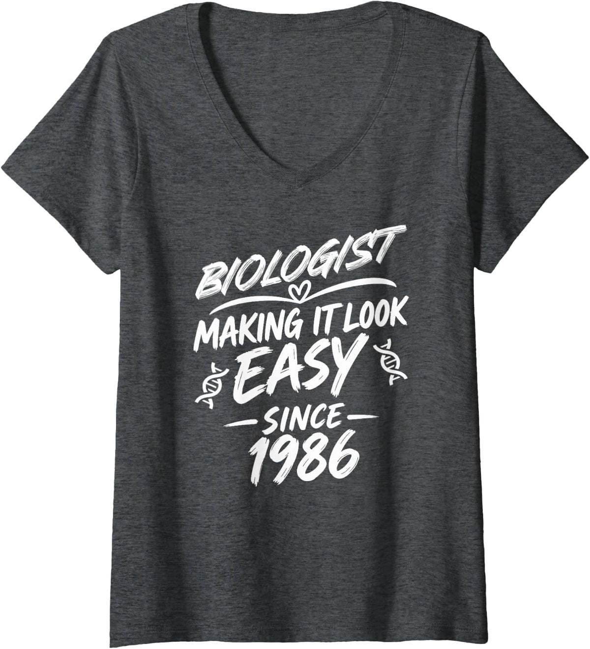 Women's Biologist 40th Birthday Anniversary, Perfect Biologist V-Neck T-Shirt - Dark Heather Grey