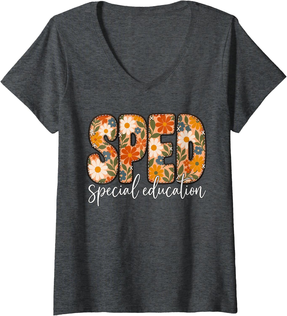 Women's Special Education Teacher Sped Squad SPED Teacher V-Neck T-Shirt - Dark Heather Grey