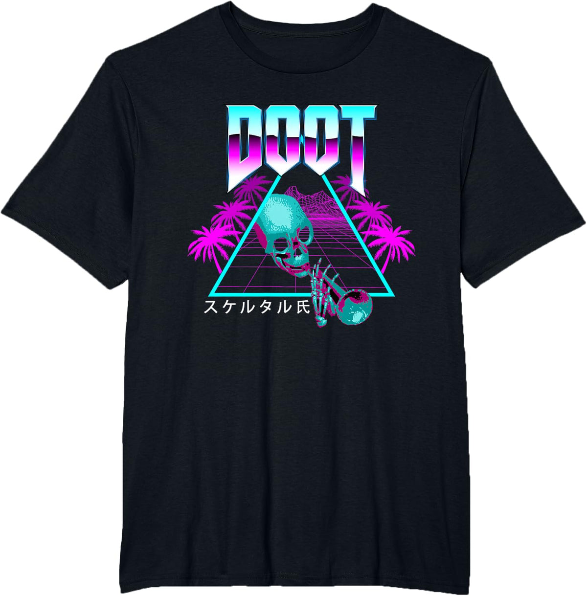 Doot Doot Mr Skeltal Synthwave Retro Streetwear T-Shirt - Black