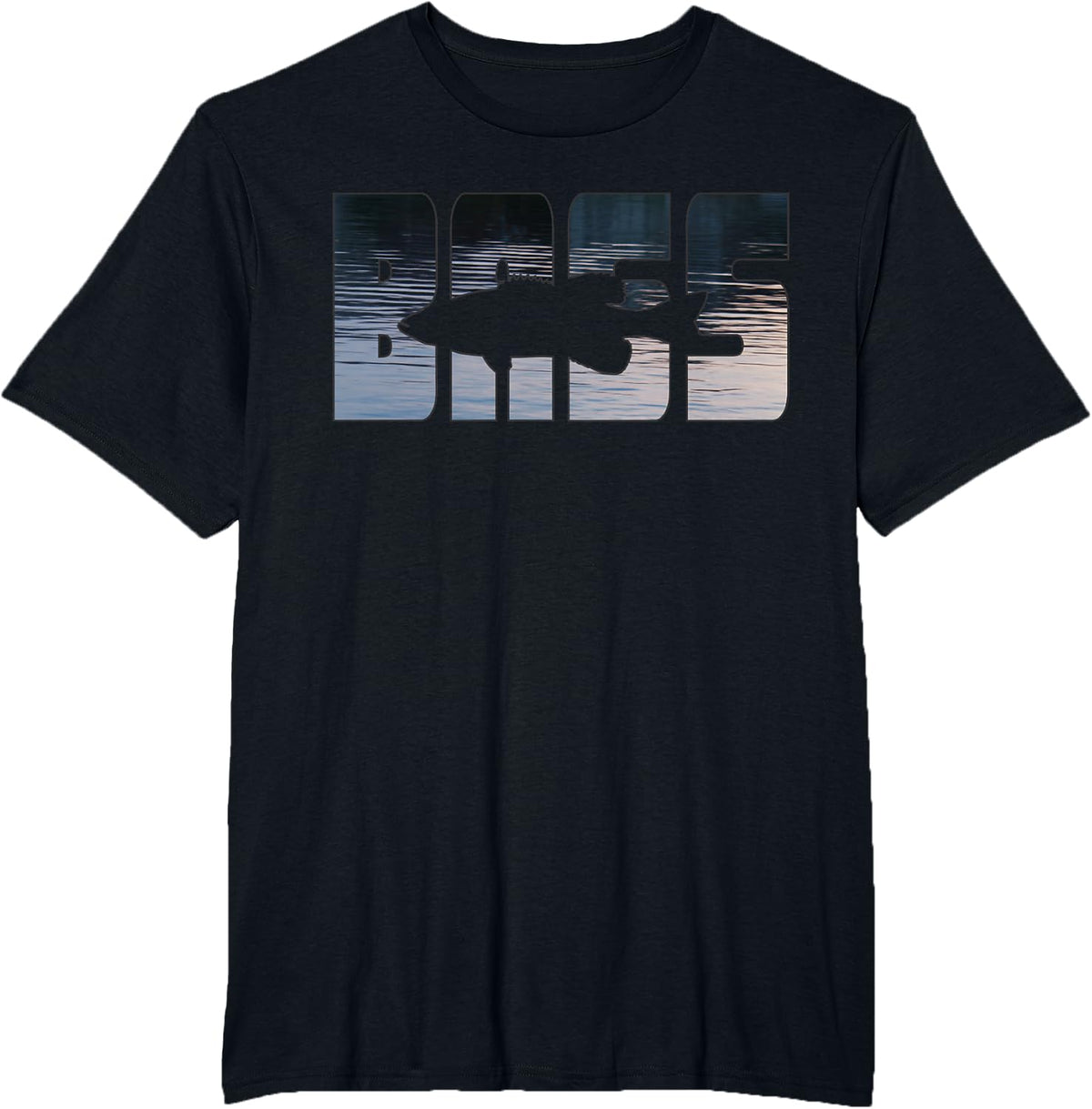 Bass Fishing Lake Scene Bass Angler T-Shirt - Black