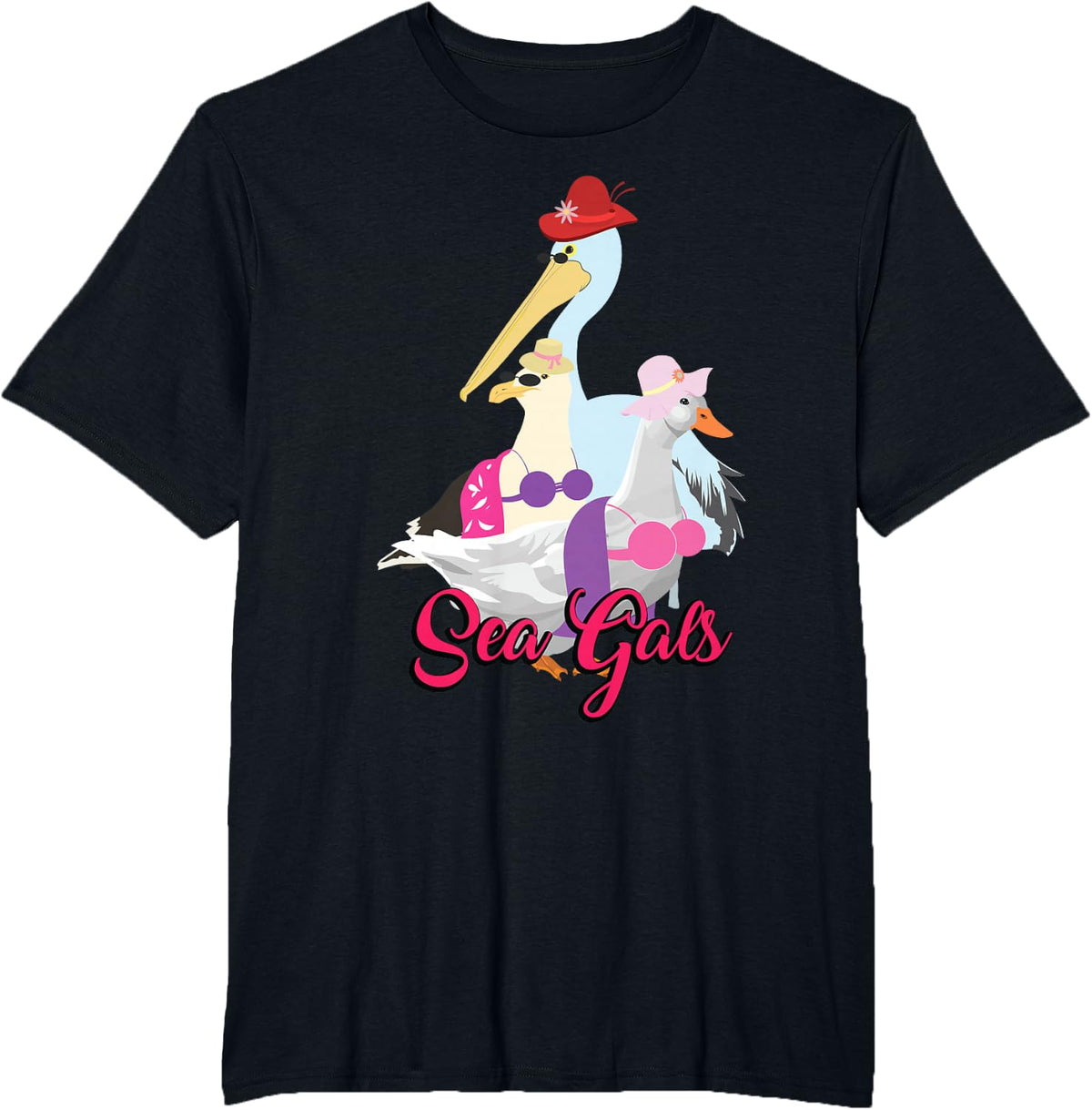 Sea Gals Funny Seagull Tees for Women Best Friends Bestie Squad T Shirts - Black