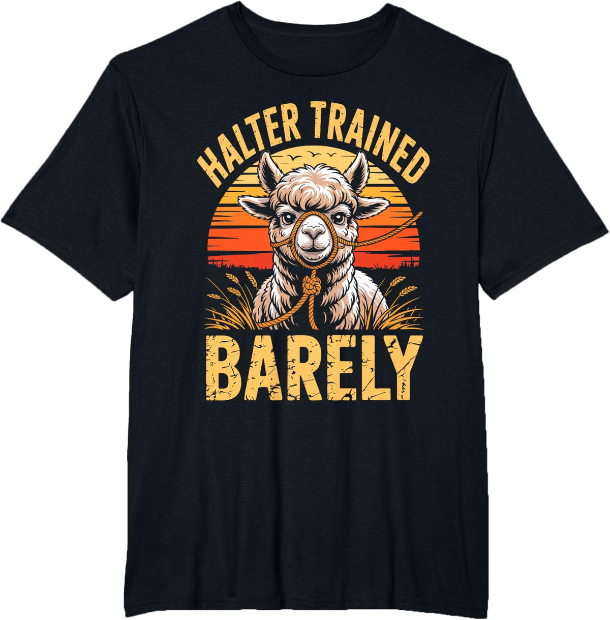 Halter Trained Barely Alpaca Farmer Alpacas T-Shirt - Black