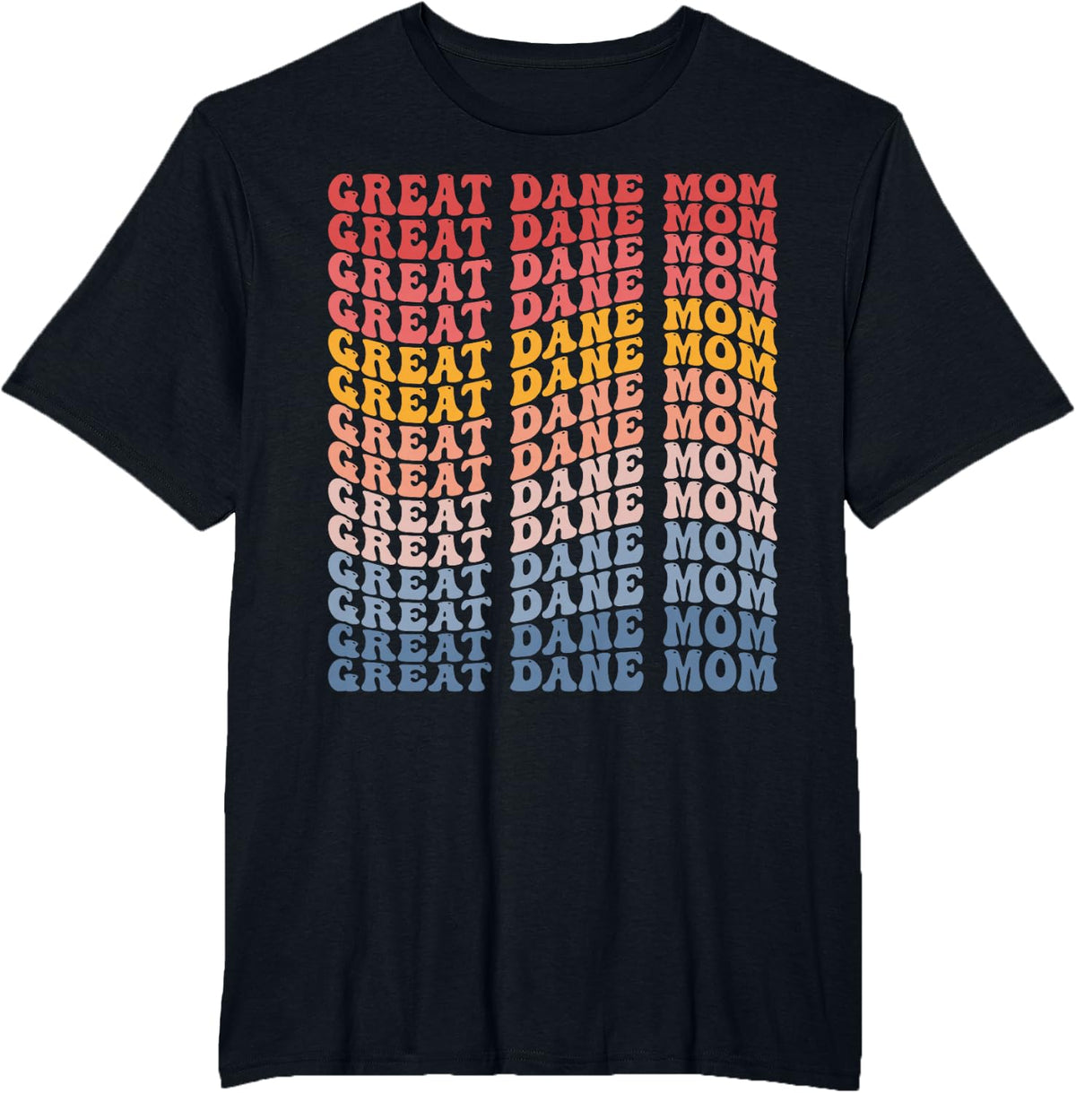 Great Dane Mom Groovy Great Dane Dog Lover Dog Mom T-Shirt - Black