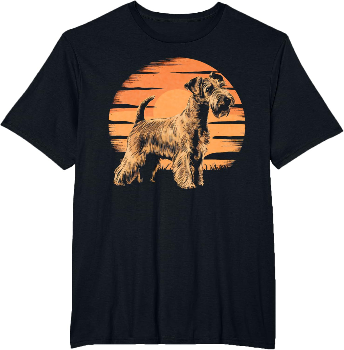 Retro Sunset Design Soft Coated Wheaten Terrier Dog T-Shirt - Black