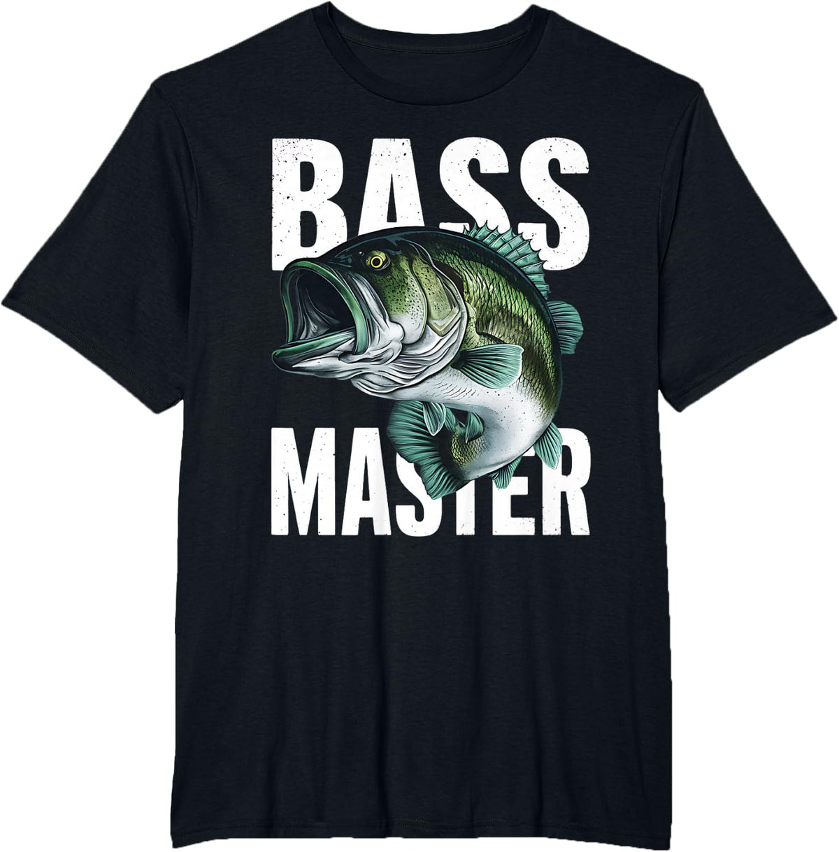 Bass Master Intricate Largemouth Bass Fishing Tees T-Shirts for Men - Black