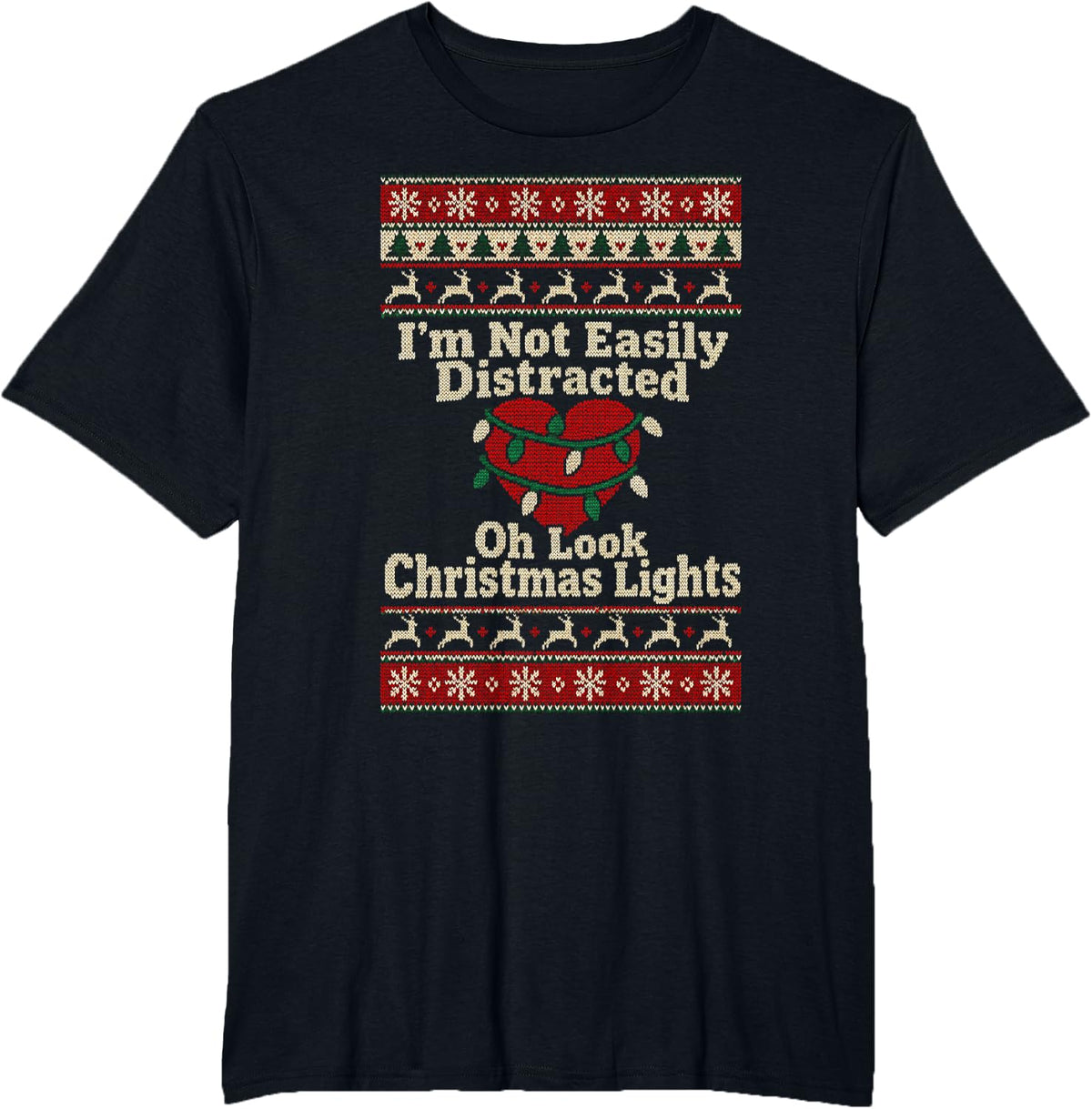 Occupational Therapist Christmas Oh Look Lights Knit Style T-Shirt - Black