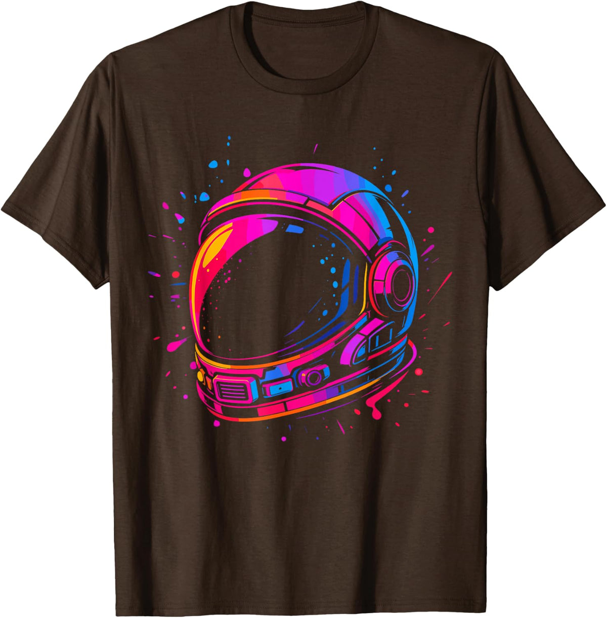 Retro Astronaut Helmet Cyberpunk Space Graphic T-Shirt - Brown
