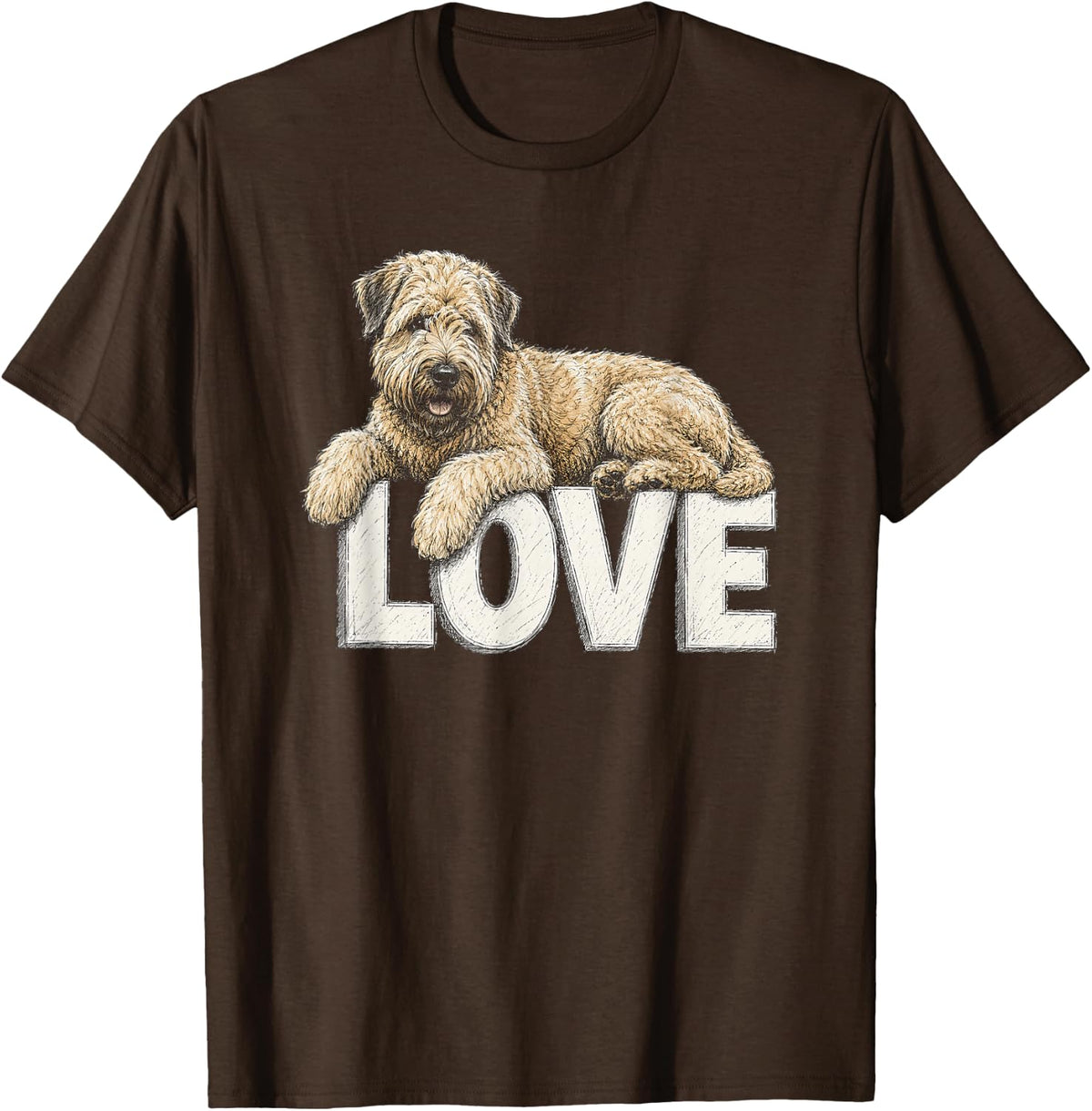Soft Coated Wheaten Terrier Love Artwork Graphic T-Shirt - Brown