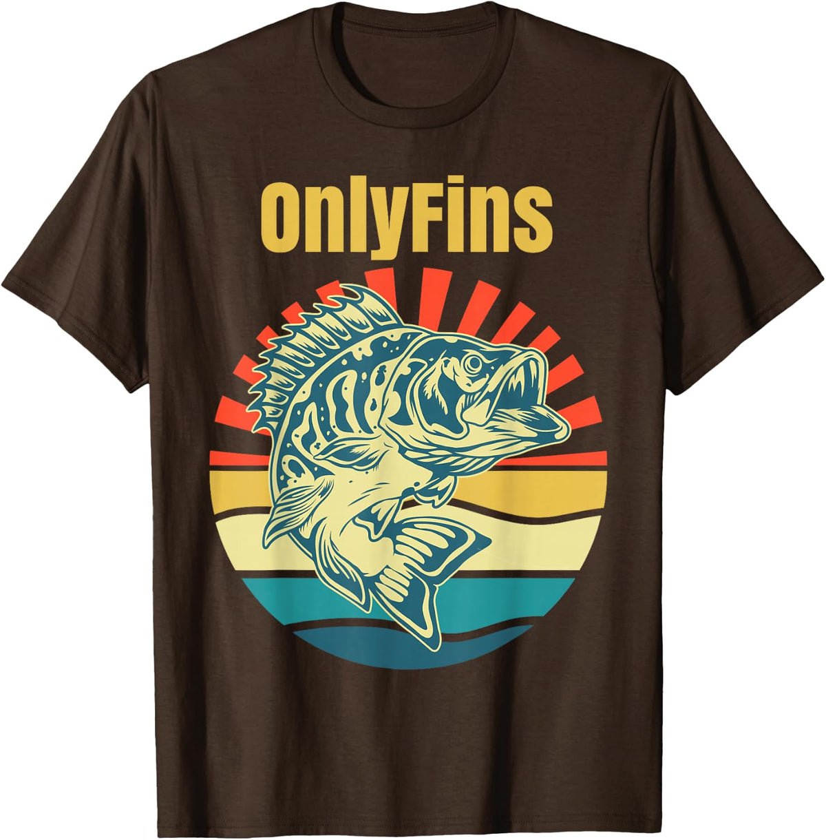 OnlyFins Funny Bass T-Shirt - Brown