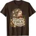 Hedgehog with Heart Portuguese Saying T-Shirt - Brown