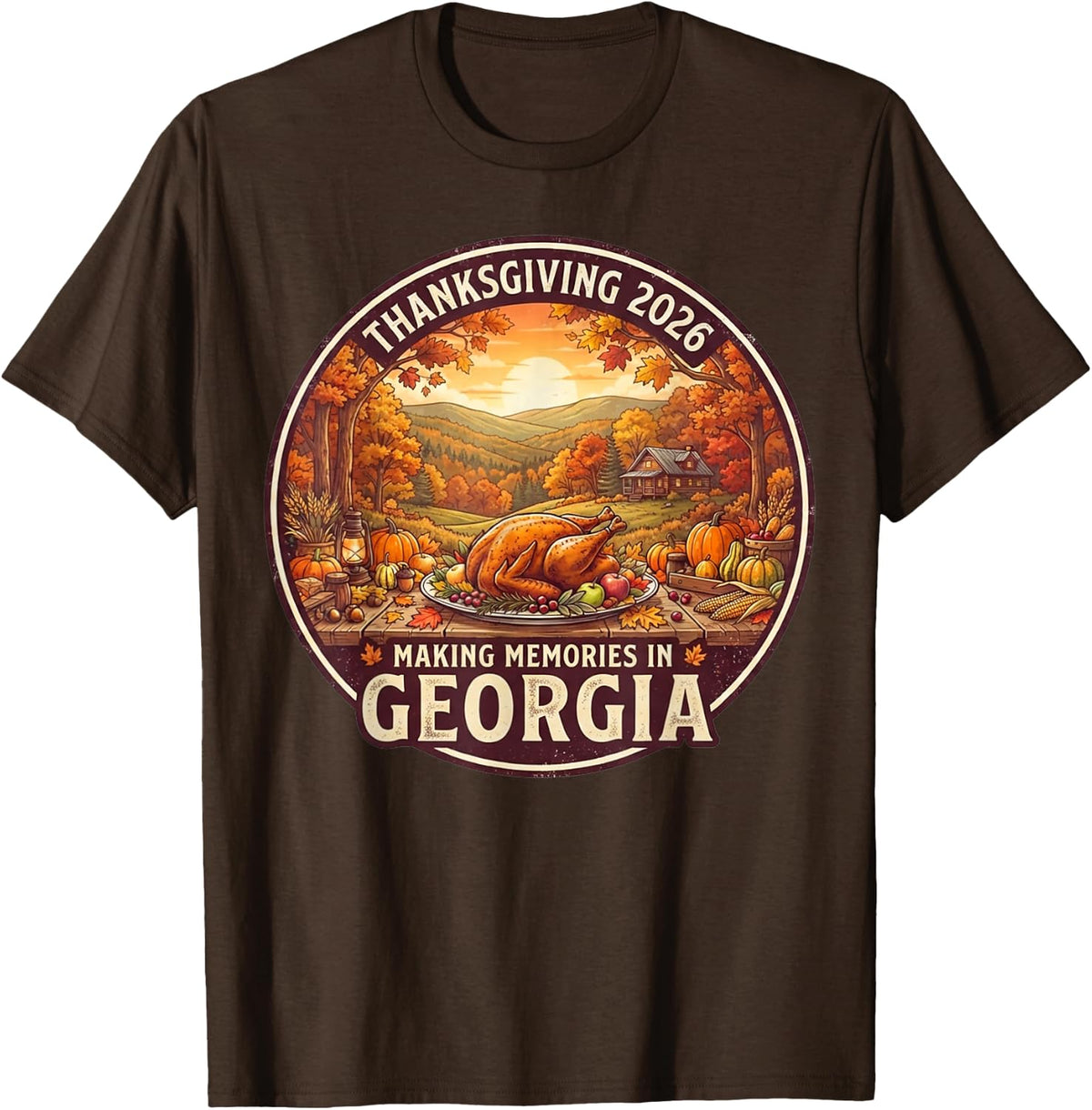 Georgia Thanksgiving 2026 Family Vacation Reunion Holiday T-Shirt - Brown