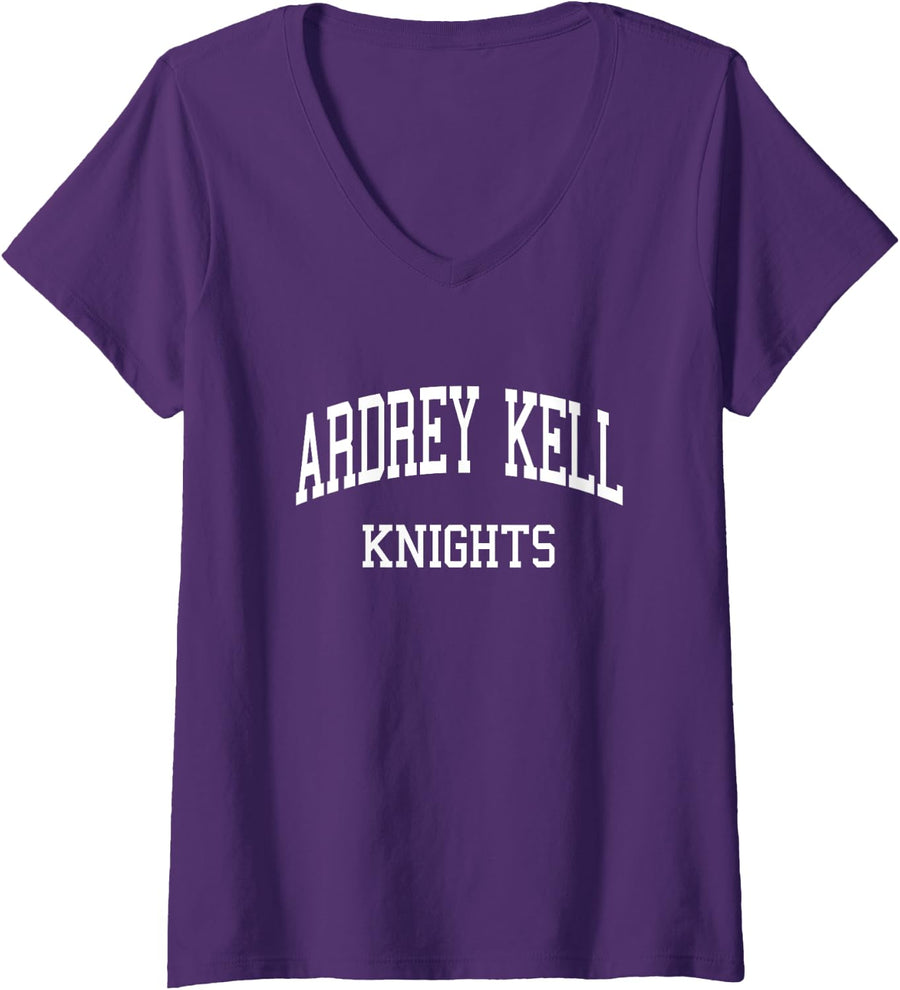Womens Ardrey Kell High School HS Charlotte NC Retro Sports V-Neck T-Shirt - Purple