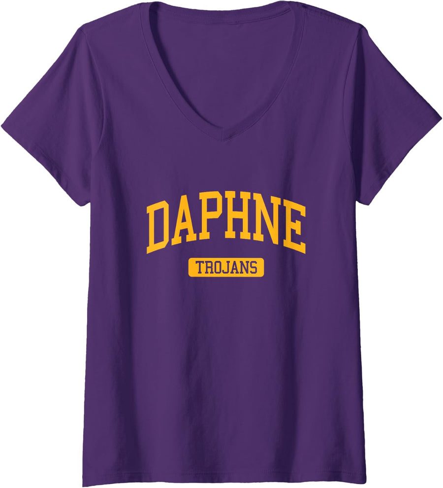 Womens Daphne High School HS Daphne AL Varsity Sports V-Neck T-Shirt - Purple