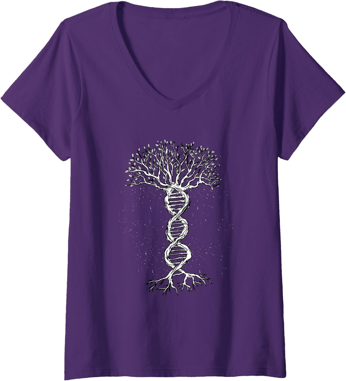 Womens DNA Tree Life Genetics Biologist Science V-Neck T-Shirt - Purple
