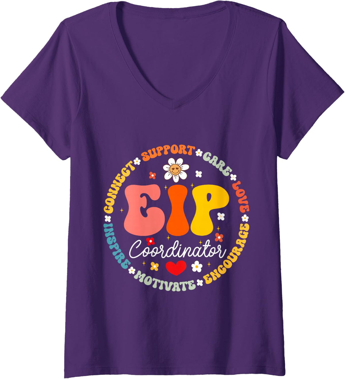 Women's EIP Coordinator Teacher Appreciation Week Back to School V-Neck T-Shirt - Purple