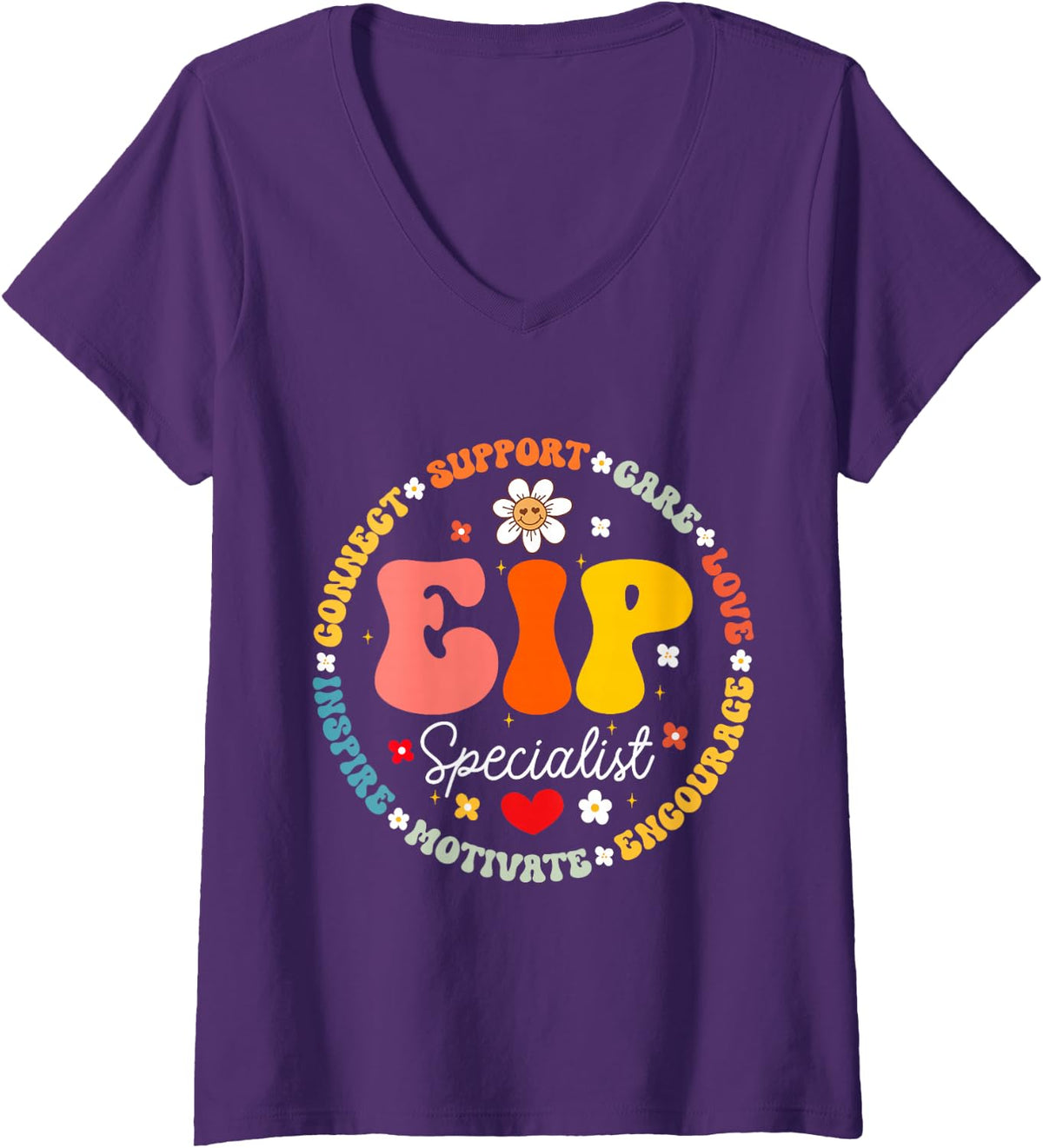 Women's EIP Specialist Teacher Appreciation Week Back to School V-Neck T-Shirt - Purple