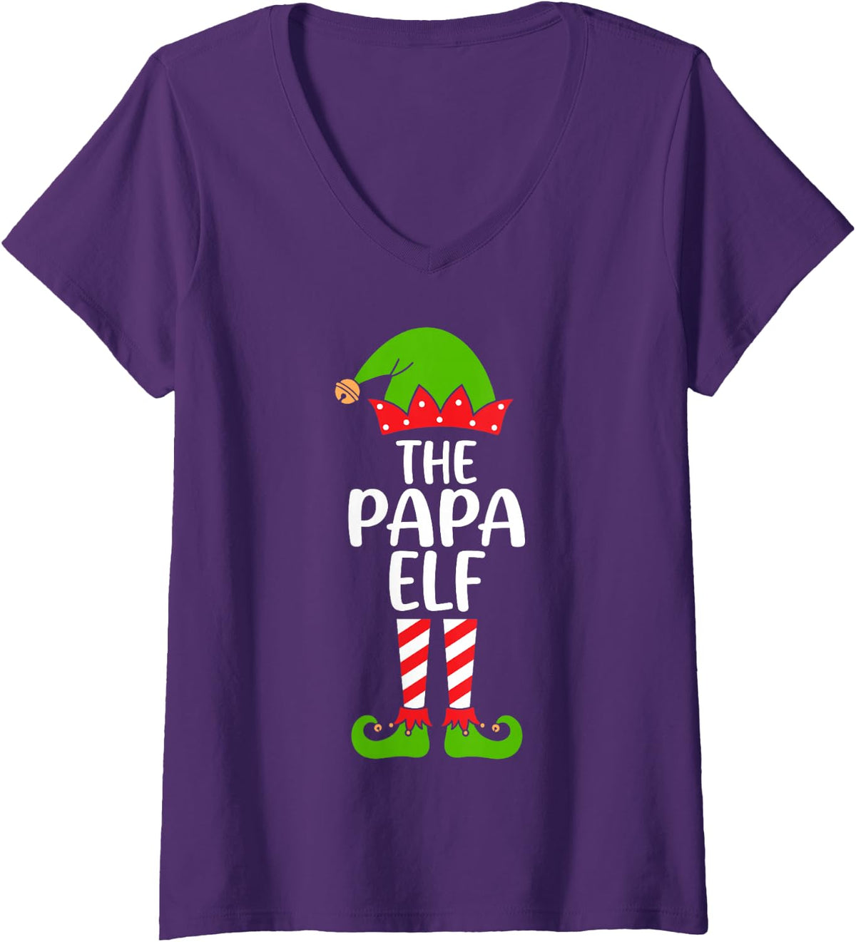 Women's The Papa Elf Christmas Costume Funny Matching Family V-Neck T-Shirt - Purple