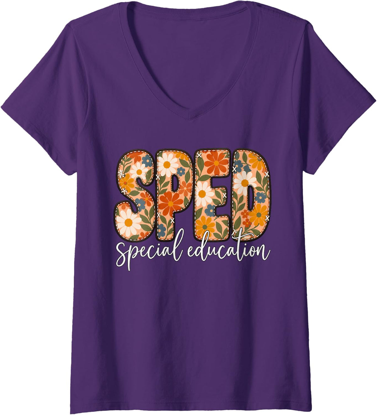 Women's Special Education Teacher Sped Squad SPED Teacher V-Neck T-Shirt - Purple