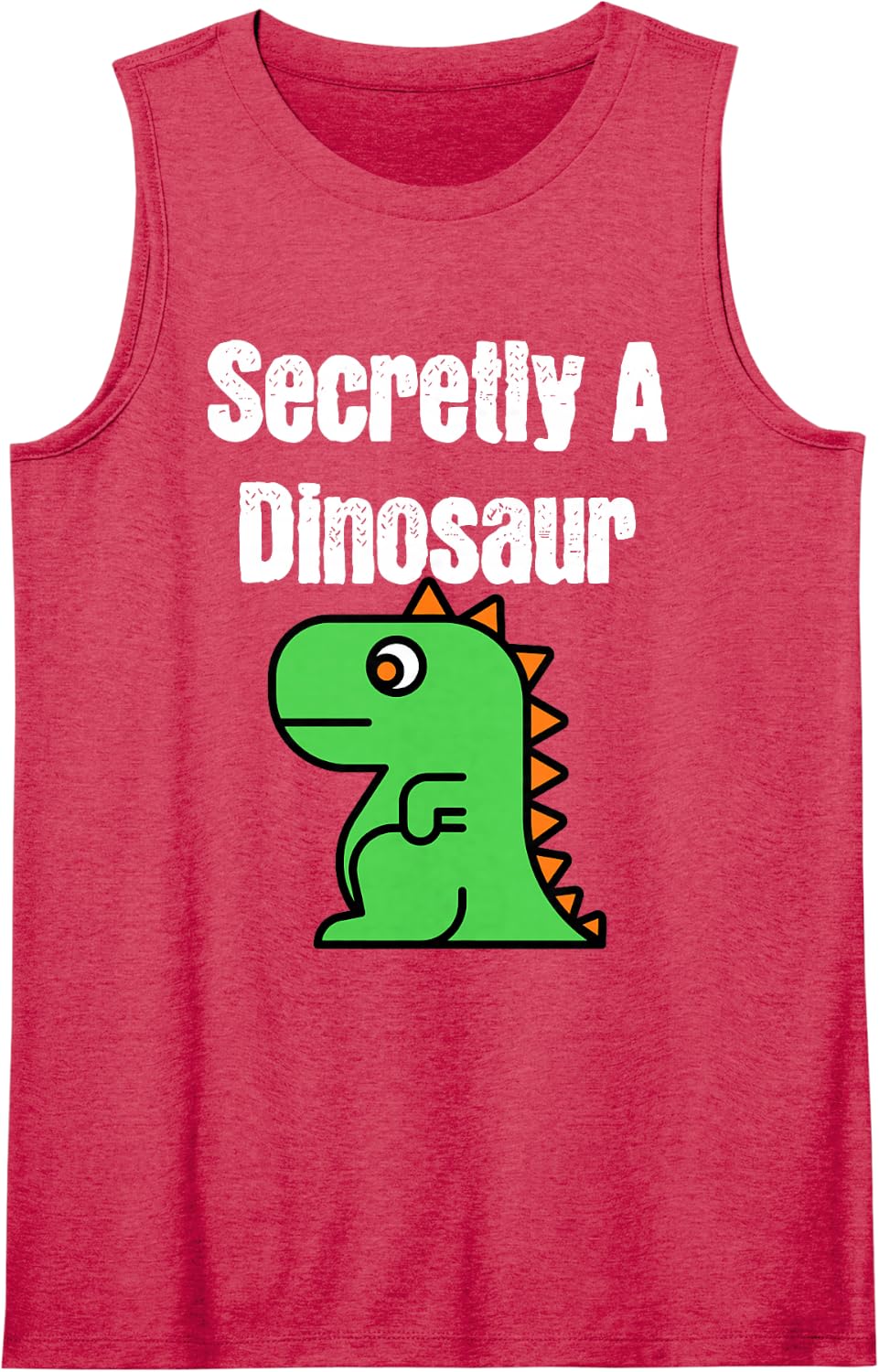 Secretly A Dinosaur Cute Funny Cartoon Sleeveless Tank Top - Red