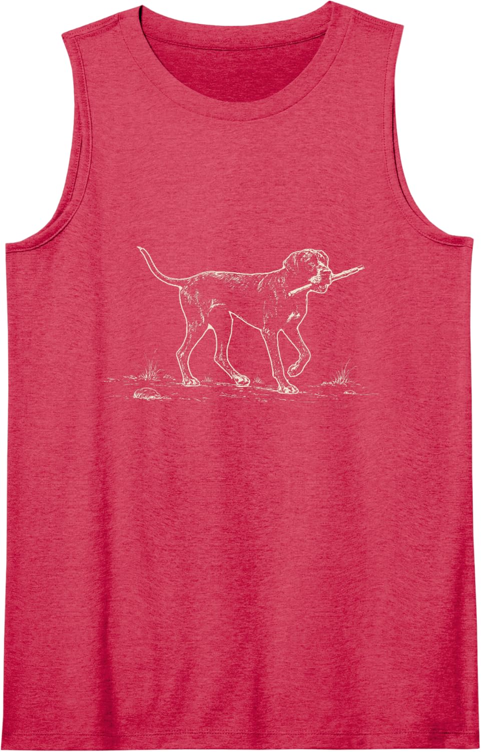 Vintage Great Dane Stick Ink Drawing Giant Dog Lover Sleeveless Tank Top - Red