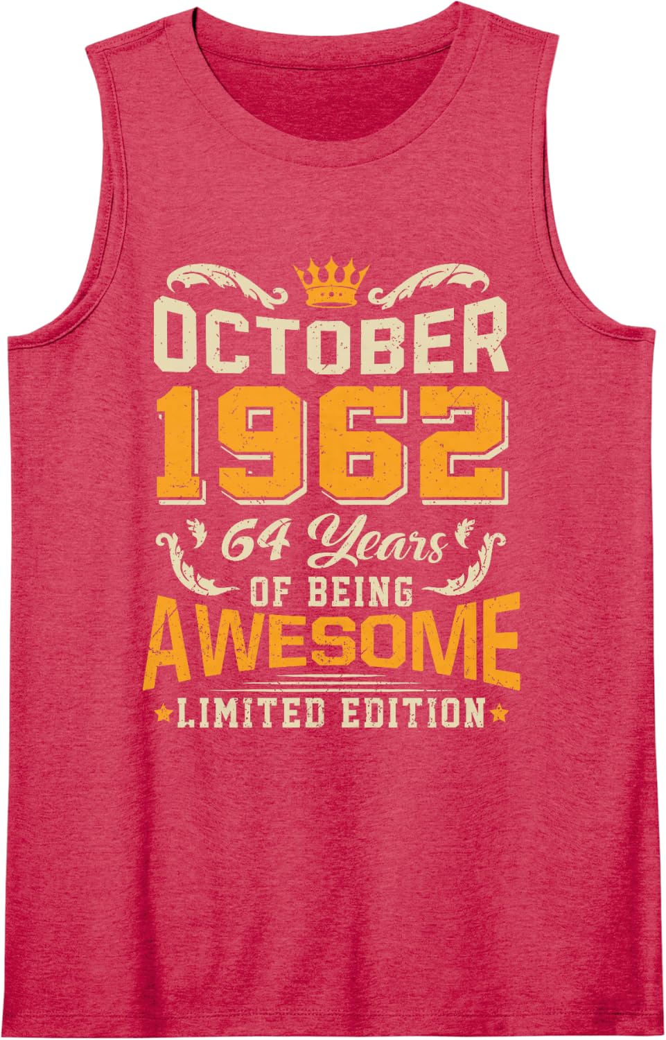 October 1962 Vintage 64 Years Awesome 64th Birthday Sleeveless Tank Top - Red