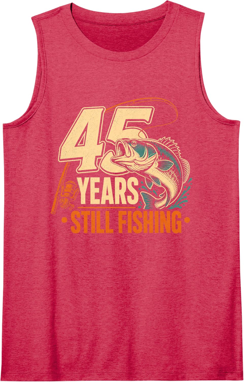 45 Years Still Fishing Bass Angler Legacy Sleeveless Tank Top - Red