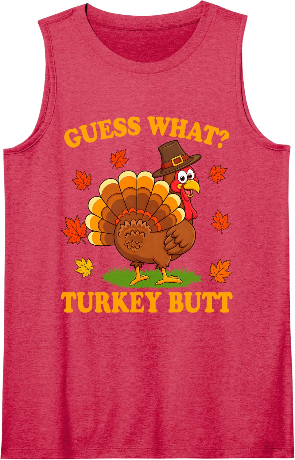 Funny Thanksgiving Guess What Turkey Butt Mens Womens Kids Sleeveless Tank Top - Red