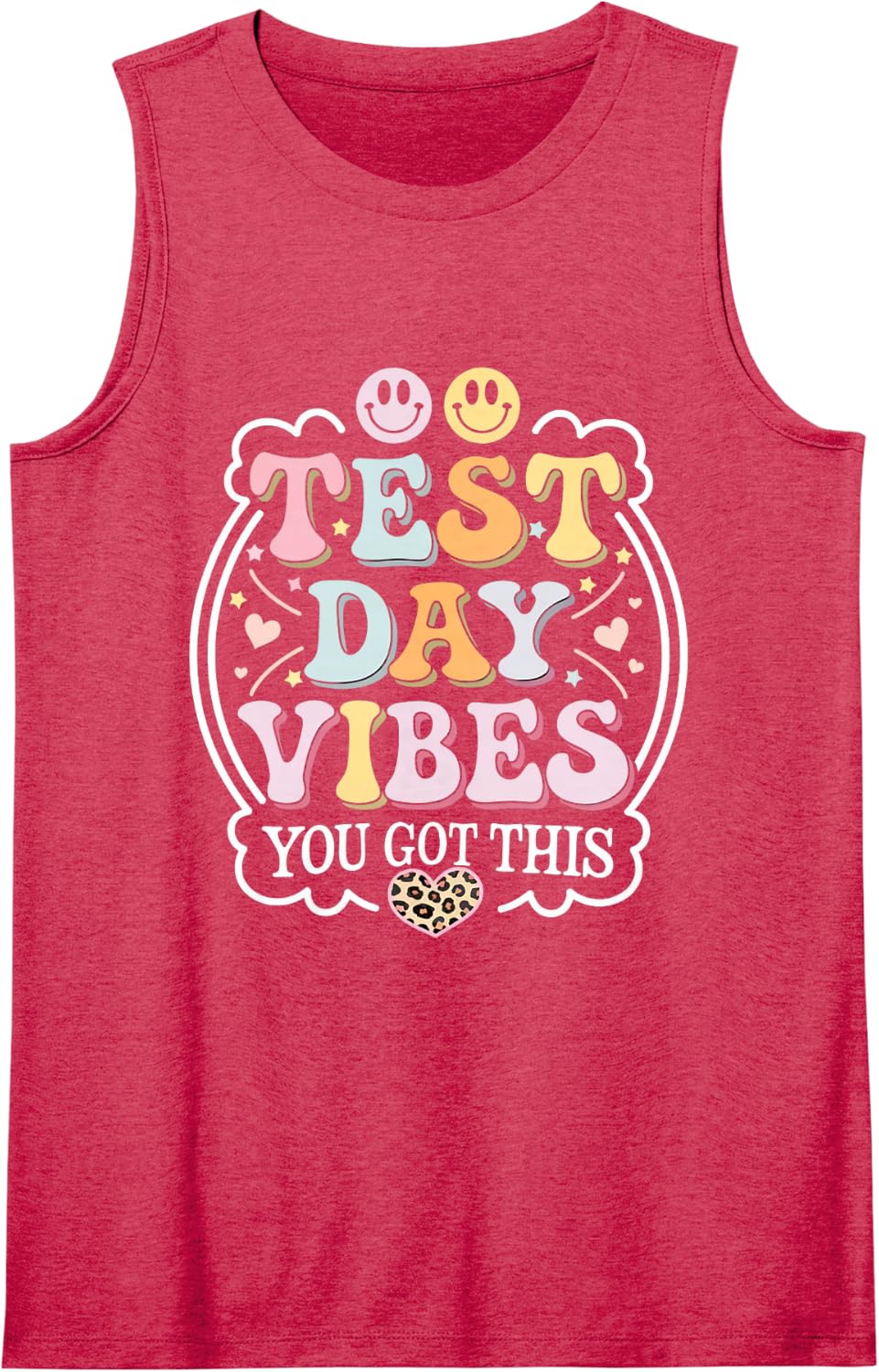 Test Day Vibes You Got This Cute Groovy Testing Day Teacher Sleeveless Tank Top - Red
