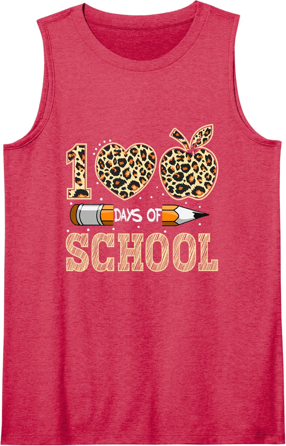 100th Day of School Teacher Shirt 100 Days Smarter Leopard Sleeveless Tank Top - Red