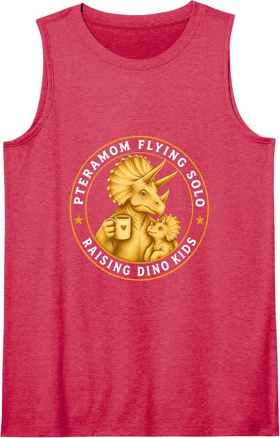 Pteramom Flying Solo Raising Dino Kids Funny Dinosaur Mom Sleeveless Tank Top - Red