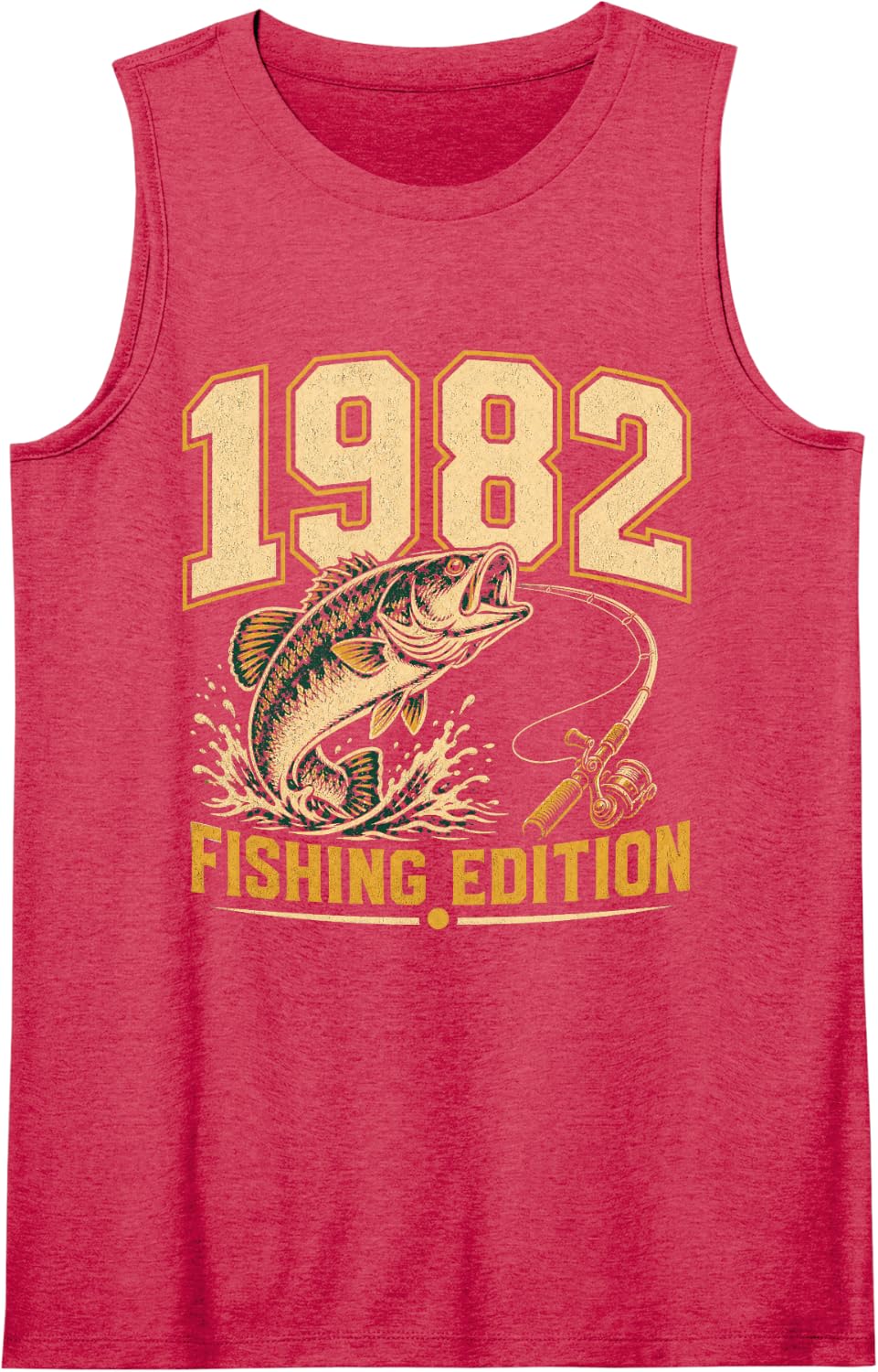1982 Fishing Edition Vintage Bass Angler Sleeveless Tank Top - Red