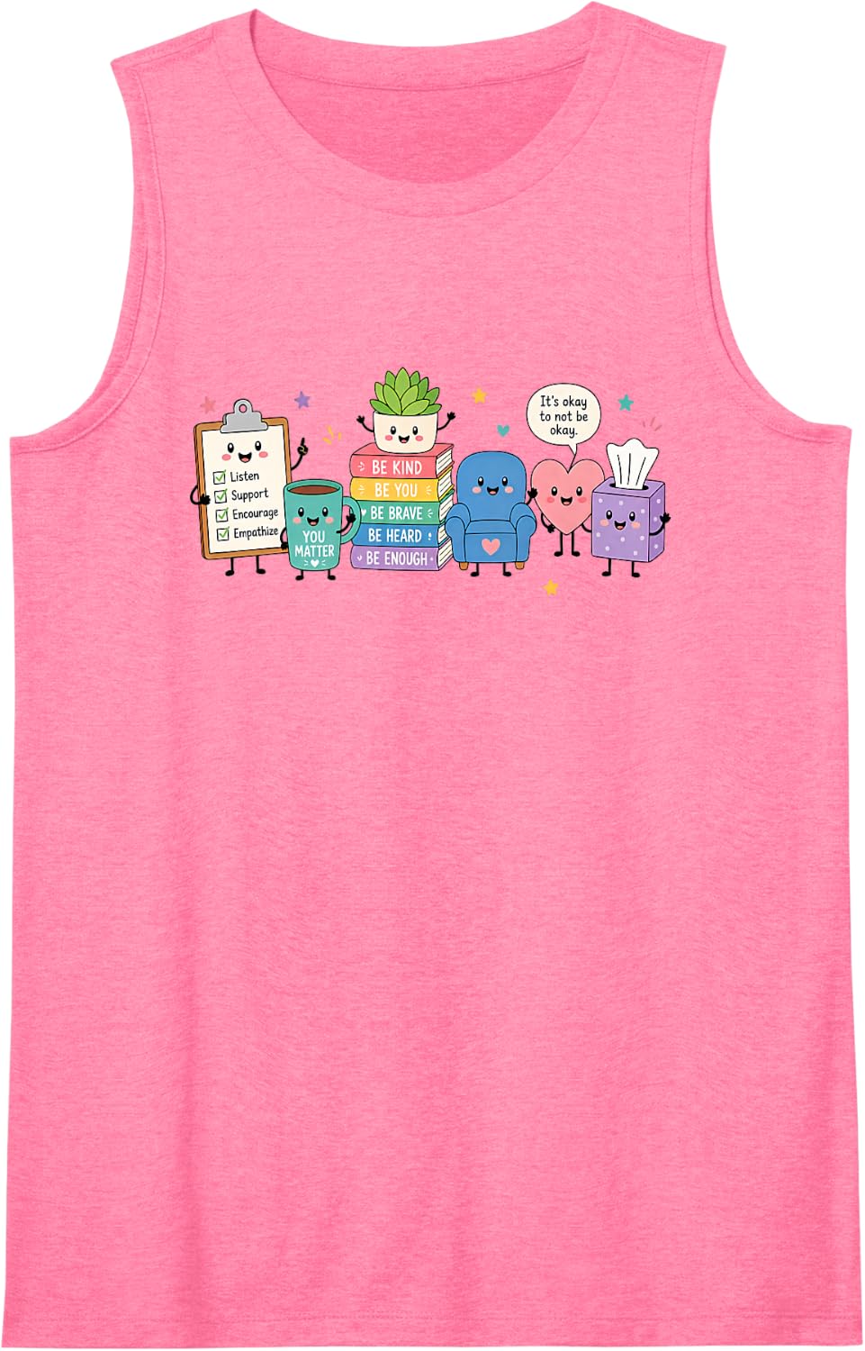 Mental Health School Counselor Psychologist Sleeveless Tank Top - Pink