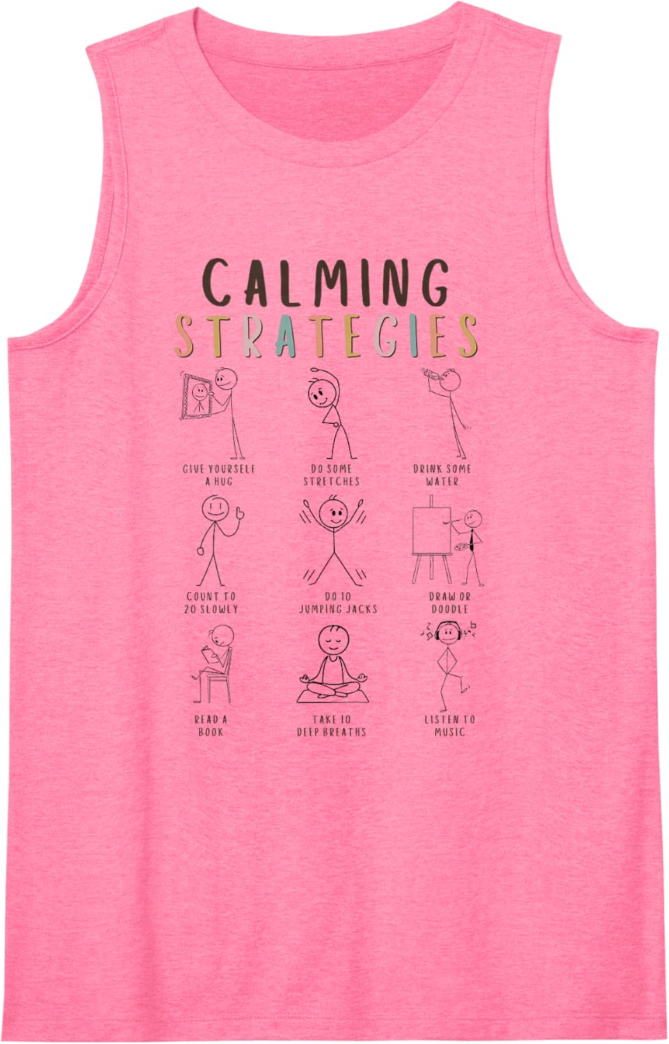 Calming Strategies School Counselor Mental Health Teacher Sleeveless Tank Top - Pink