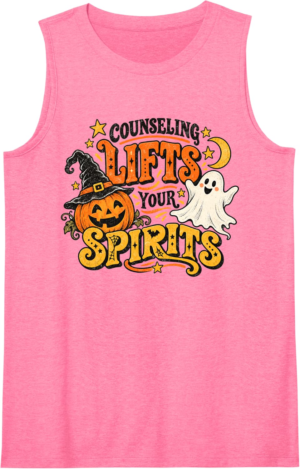 School Counselor Halloween Counseling Lifts Your Spirits Sleeveless Tank Top - Pink