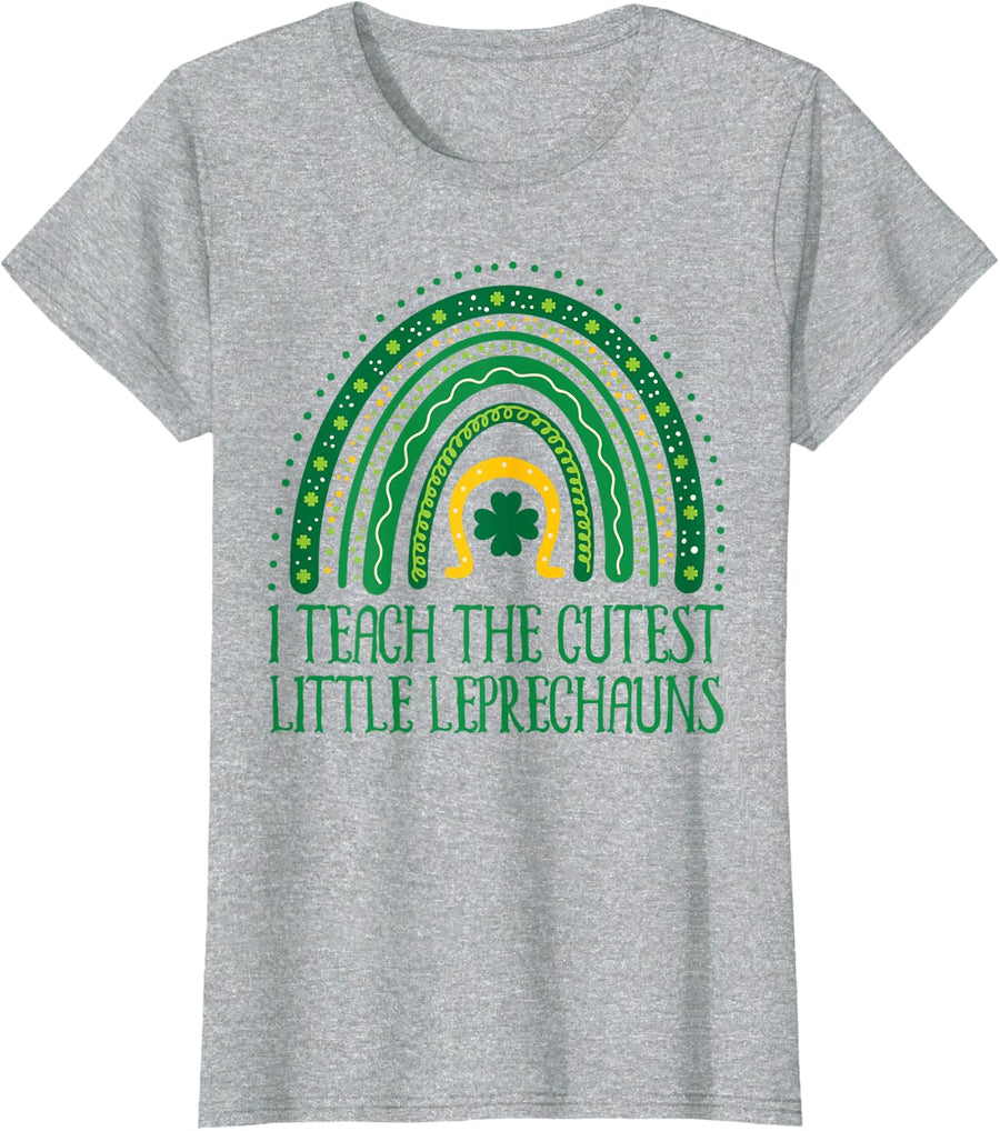 I Teach The Cutest Little Leprechaun st patricks day teacher T-Shirt - Heather Grey
