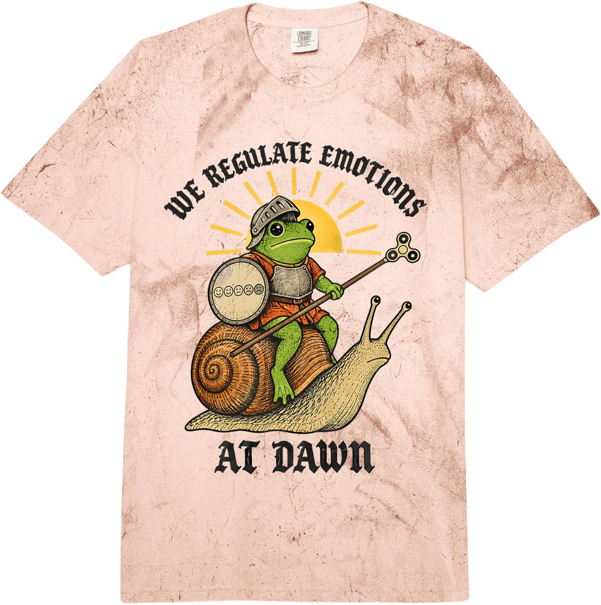 We Regulate Emotions at Dawn Frog Social Worker Comfort Colors Adult Heavyweight T-Shirt - Adult Unisex Umber Tie-Dye