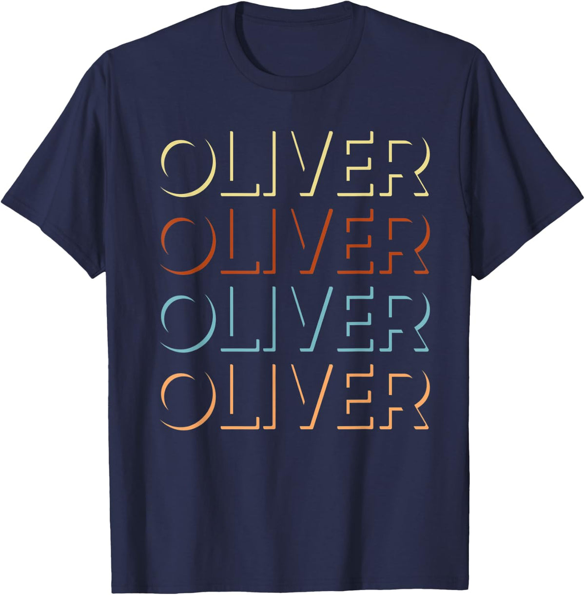Oliver First Name Tshirt My Personalized Tee Named T-Shirt - Navy Blue